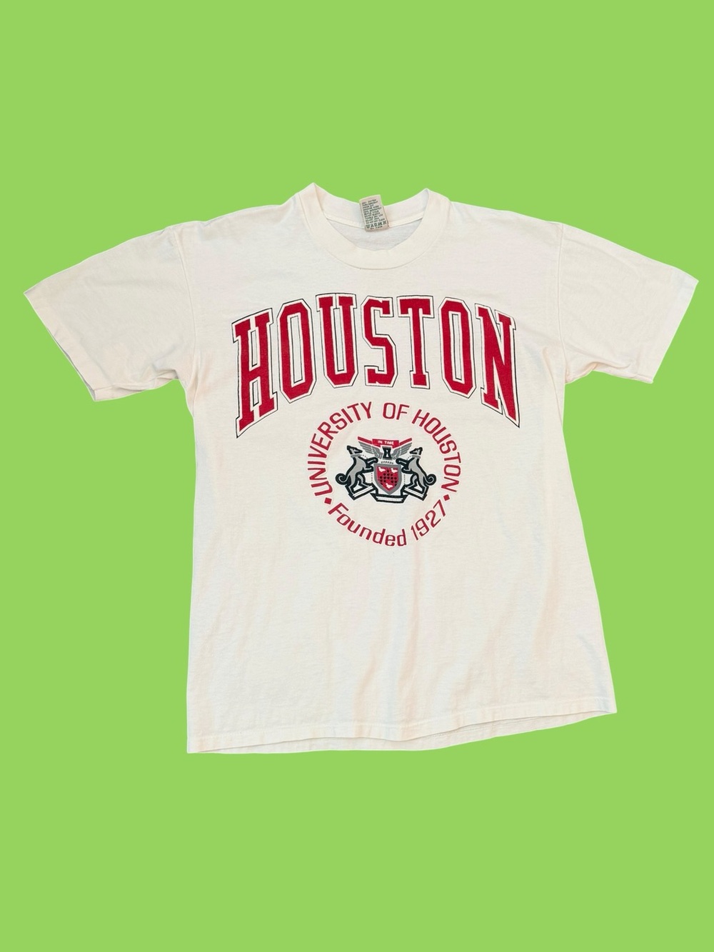 Vintage 90s University of Houston Shirt Single Stitch White Size Large